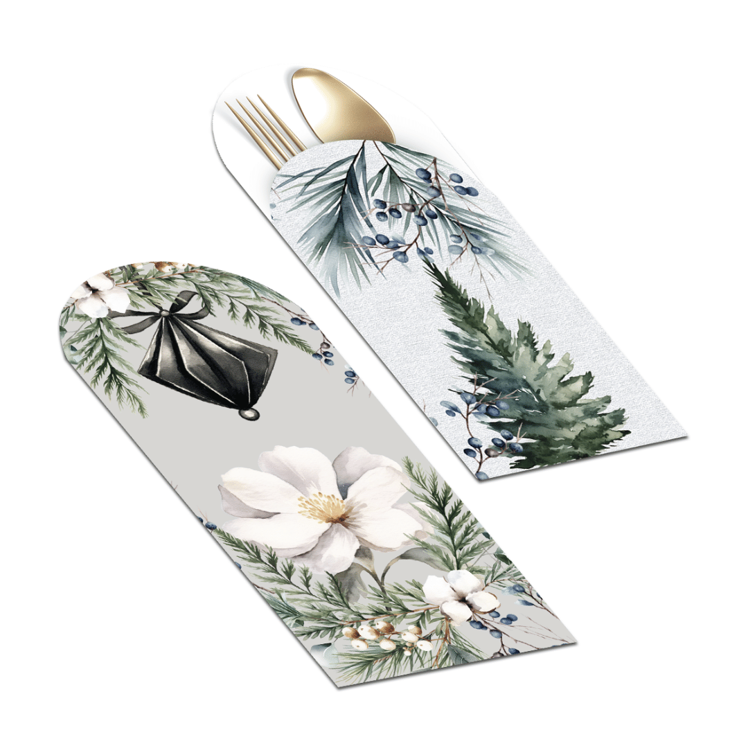Placemat with Cutlery and Coasters (Plastic Washable) - Winter Whisper Collection